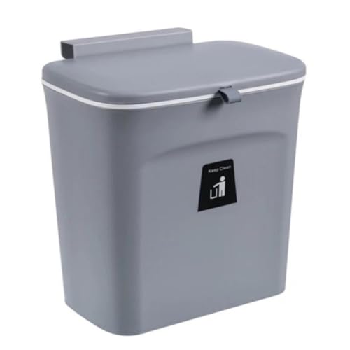 Caneca de basura colgante pequeña con tapa gris oscuro