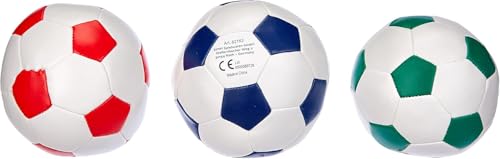 Lena 62163EC Soft-Fußbälle blau/grün/rot 10 cm - Softball Fußball aus Schaumstoff im 3er Set für Langen Ballspielspaß, Kinder Schaumstoffball Set Indoor & Outdoor