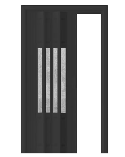 Puerta Plegable Puerta Plegable Tipo Acordeón Negra, Puerta Corrediza Tipo Concertina para Privacidad con Panel Acrílico Esmerilado, Separador de Ambientes Opaco para Pasillo, Dormitorio y Baño(27x40i