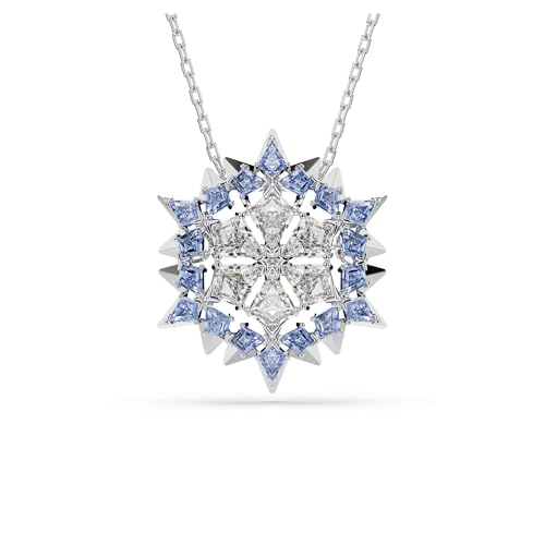 Swarovski Magic pendant and brooch, Snowflake, Blue, Rhodium finish