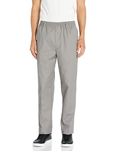 BENEFIT WEAR Mens Full Elastic Waist 5-Pocket Pants with Mock Fly (M, Grey)