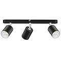 LURNOFY 3 Light Track Lighting Kit, Ceiling Track Lighting Flexible Rotatable Light Head, Track Lighting Fixtures Ceiling for Kitchen, Living Room, Bedroom, GU10 Bulb Not Included(Black)