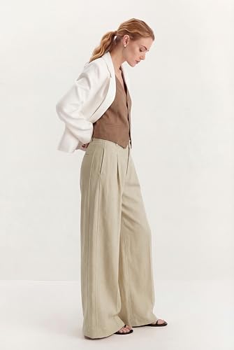 Arach&Cloz Women's Linen Wide Leg Work Dress Pants Business Casual Outfits - image 2