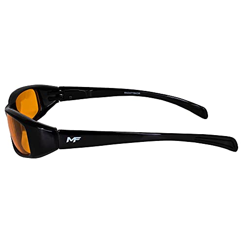2 Pairs of Bad Attitude Cool Wraparound Motorcycle Sunglasses Black Frames with Orange & Purple Lenses3