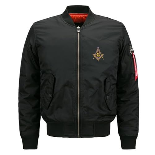 Freemasonry Masonic Winter Windproof Warm Casual Lightweight Softshell Flight Bomber Jacket Coats for Men2