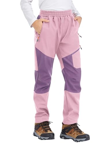 Image of Kids Winter Pants Fleece Lined Waterproof Boys Ski Pants Thermal Outdoor Softshell with Zipper Pockets