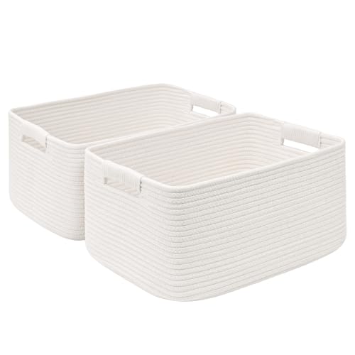 2 Pack Large Storage Basket for Organizing, 17.5"x13"x7" Woven Basket