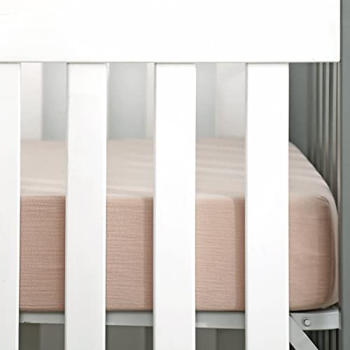 Image of GRSSDER 100% Cotton Muslin Crib Sheet 2 Pack - Breathable & Ultra-Soft Fitted Crib Sheets for Standard Baby & Toddler Mattresses, 52 inchx28 inch with 9 inch Deep Pocket, Snug Fit All-Around Elastic
