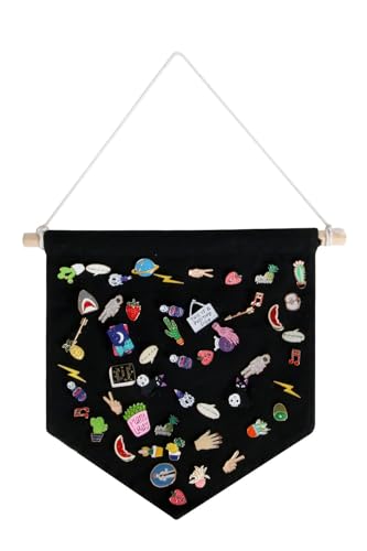 Enamel Pin Wall Display Banner Holder, Blank Canvas Banner Wall Hanging Brooch Jewelry Storage Case Display Storage Set for Pin and Brooch Collections (Black A)