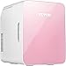 VEVOR Mini Nevera Pequeña Portátil 220V/12V 48W 10L Mini Refrigerador Compacto 26x25x35cm Mini-Frigorífico Portátil Rosa con Función de Frío y Calor para Maquillaje Cuidado la Piel Material ABS Coche