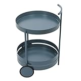 SailorMoon Servierwagen 40 * 61m Zweistöckiger Runder Lagerwagen mit 2 Rädern 22.05lbs Tragfähigkeit pro, 6.21kg Ebene Multifunktionaler Wagen für Küche Wohnzimmer und Büro, Blau