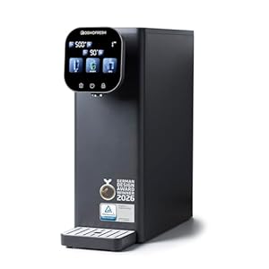 OsmoFresh Auftisch Osmoseanlage Fusion Stream | Heißwasserspender | Variable Temperatur | 7-Fach Umkehrosmose Filterung | Wasserfilter für Küche Büro Wohnmobil | kalkfreies Trinkwasser | UV