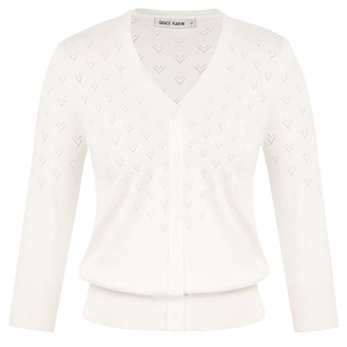 GRACE KARIN Vintage Reteo Damen Siebenteilige Ärmel Strickpullover Zuhause...