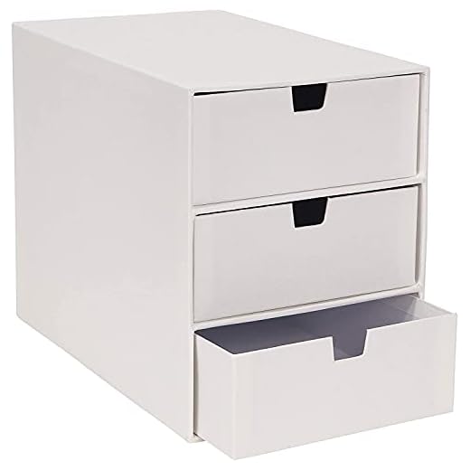 Bigso Box of Sweden Cassettiera da scrivania per documenti e materiale da ufficio – Organizer scrivania con 3 cassetti – Organizer da tavolo in cartone e carta – bianco