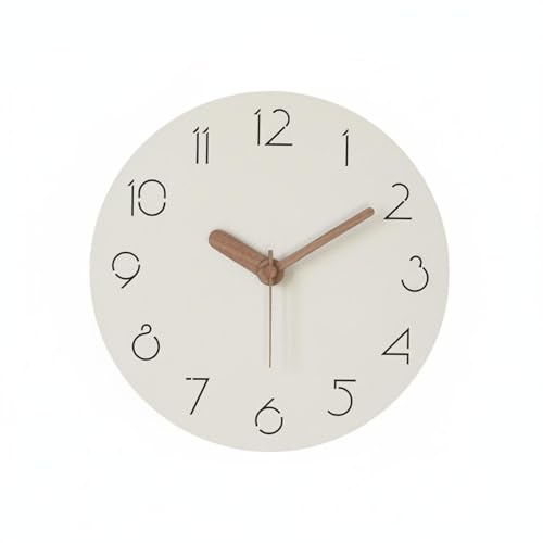 Horloge murale texture design élégant imitation cuir gris crème 30cm - 2