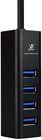 iXCC Aluminum 4 Port Compact Portable High Speed USB 3.0 Data Hub for Windows, Mac OS, Linux - Black