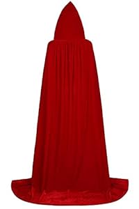 Aliziway Luxuriöser Samt-Kapuzenumhang Rot L