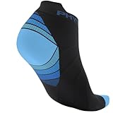 Physix Gear Short Compression Socks for Men & Women - Best Low Compression Socks Women & Men with Arch Support, Ideal for Running, Plantar Fasciitis comfort, and Swelling - Ankle, Black/Blue, S/M