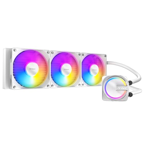 Antec Scheletro 360 ARGB White Liquid CPU Cooler, radiatore 360mm, pompa ad alte prestazioni, 3 ventole PWM ARGB da 120 mm, base in rame, Intel LGA 115X/1200/1700/20XX, AMD AM4/AM5, bianco
