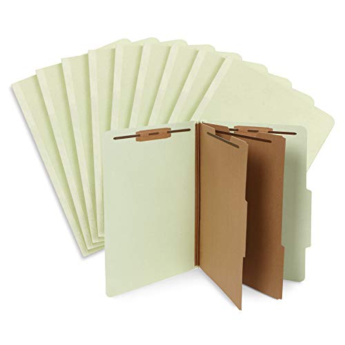 10 Legal Size Classification Folders - 2 Divider 2 Inch Tyvek Expansions - Durable 2 Prongs Designed To Organize Standard Law Client Files, Office Reports - Legal Size, 10 Folders (Gray Green) #TOP4