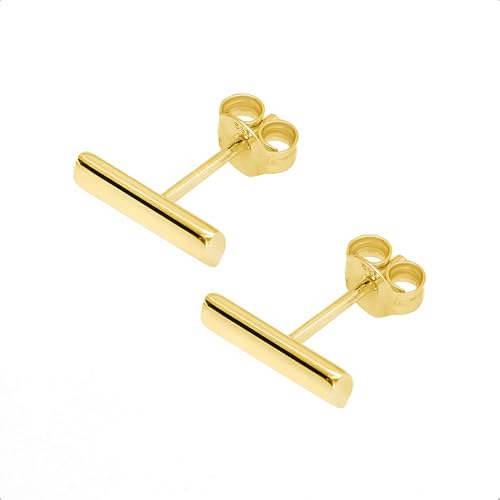 Upgrade Your Style with Lucchetta's 14kt Yellow Gold Mini Bar Stud Earrings - Italian Excellence Fine Jewelry