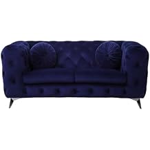 Atronia Loveseat Blue Fabric Upholstered Durable Modern Transitional Living Room Furniture Compact Two Seater Elegant Accent Sofa Stylish Premium Home Decor Seating Contemporary Design