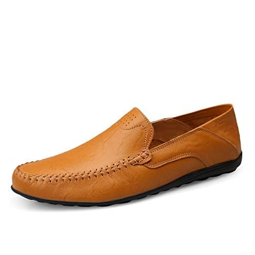 Image of Men's Loafers Genuine Leather Flat Breathable Casual Shoes Handmade Slip On Driving Shoes Fashion Business Shoes