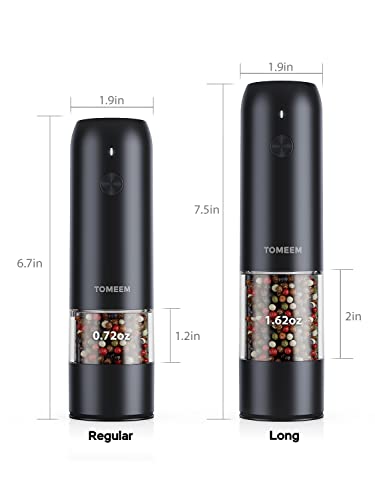 [Upgraded Larger Capacity] Electric Salt And Pepper Grinder Set - Usb Rechargeable One Hand Operation Automatic Pepper Grinder And Salt Grinder With Adjustable Coarseness & Led Light Refillable #TOP1