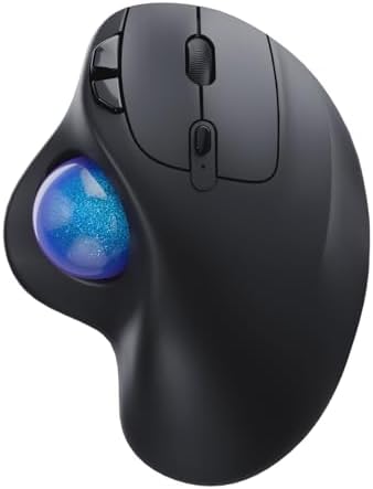 EWiN Mouse, Trackball, Wireless, Bluetooth & 2.4 GHz Compatible, 3 Devices Simultaneously Connected, 5 Stage DPI Adjustment, Type-C Rechargeable, 500 mAh Large Capacity Battery, Wireless Mouse, High