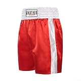 Unisex Boxing Shorts for MMA, Muay Thai, and Fitness Training with Elastic Waist and Breathable Polyester, Black（Red）（XL）