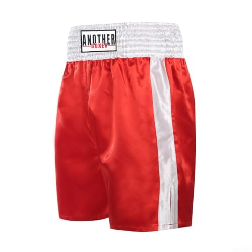 Unisex Boxing Shorts for MMA, Muay Thai, and Fitness Training with Elastic Waist and Breathable Polyester, Black（Red）（XL）