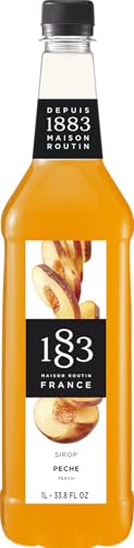 1883 Peach Syrup for Drinks, Made in France, 1 Liter Plastic Bottle