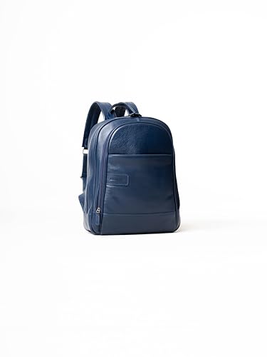 MOCHILA MASCULINAEM COURO MARINHO COM PORTA NOTEBOOK BOLSO FRONTAS LISO