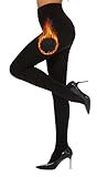 CozyWow Opaque Fleece Lined Tights for Women, Soft Warm Thermal Tights for Winter Black SM