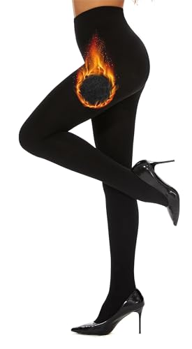 CozyWow - CozyWow Womens Fleece Lined Tights Soft Warm Winter Thermal Tights Black SM