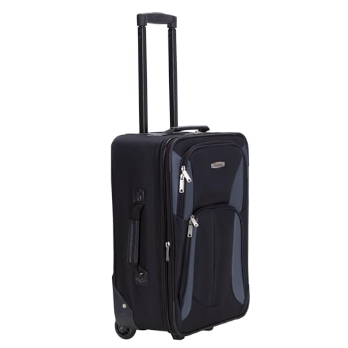 Image of Rockland Fashion Softside 2 Piece Luggage Set, Expandable, (14 inch Tote /19 inch Upright), Black Gray