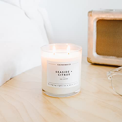 Calyan Wax Scented Candle, Lemon & Sage Candle For The Home Scented With Rose, Lemon & Lavender, Soy Wax Aromatherapy Candle In Glass Jar With 37 Hour Burn Time, Non Toxic Scented Candles Gifts #TOP3