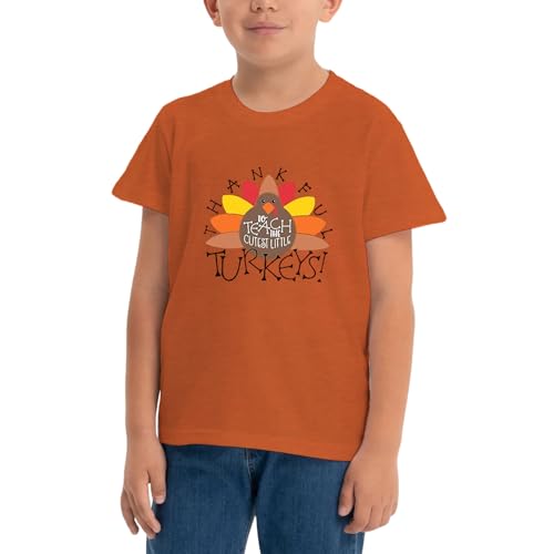 Thanksgiving Shirt Boys Girls Cute Turkey Graphic T-Shirt Kids Gobble Shirts Thankful Grateful Tops4