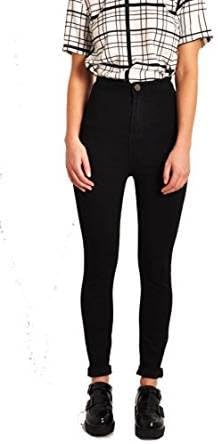 LILY LULUApparel disco high waisted skinny jeans pants acid wash denim skinny jeans White Skinny Jeans Black ripped high waisted jeans PU leather jeans, Black, 12
