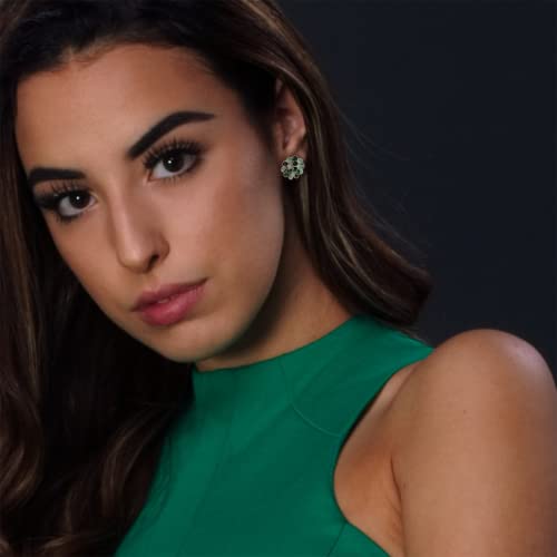 Sonateomber Large Crystal Cubic Zirconia Enamel Statement Flower Leaf Gold Stud Earrings for Women, Cute Big Sparkly Cluster Petal Floral Earings Birthday Prom Accessories Fashion Jewelry Gift2