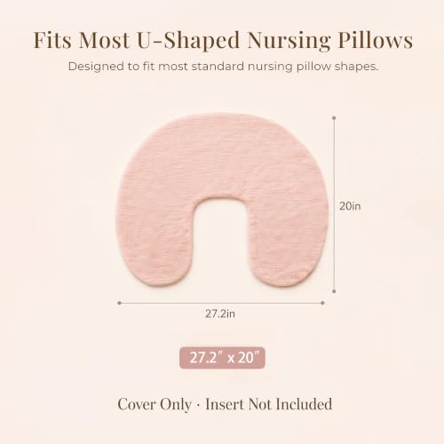 Image of Konssy 2-Pack Muslin Nursing Pillow Covers, Floral Soft Slipcover for Baby | Covers Only, 100% Cotton, Hidden Zipper, Washable, Breastfeeding Pillows Covers for Newborn Boys & Girls, (Pink, Floral)