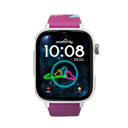 SaveFamily SaveWatch Plus 2 | Reloj Inteligente Niño con Localizador GPS, Llamada, Vídeo, Whatsapp, Spotify, App Store | SIM Incluida - Esfera Blanca y Correa de Silicona Maui