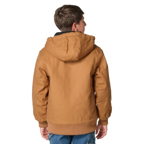Image of Carhartt Boys' Flannel-Lined Hooded Canvas Insulated Zip-Up Jacket