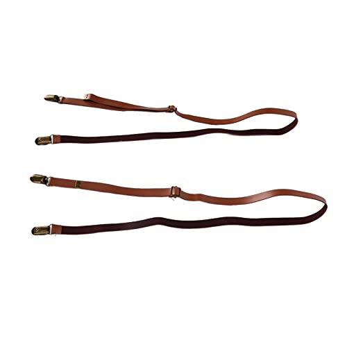 SparkFeng Bretelles pour hommes, bretelles en cuir réglables pour hommes, sangles d’épaule en cuir de vachette résistant à l’abrasion avec clips métalliques, accessoire élégant pour tenues – vue 7