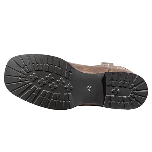 J's.o.l.e Cowboy Boots for Men Western Boots with Wide Square Toe Mid-Calf Boots Classic Embroidered Pull On Slip Resistant Boots Brown3