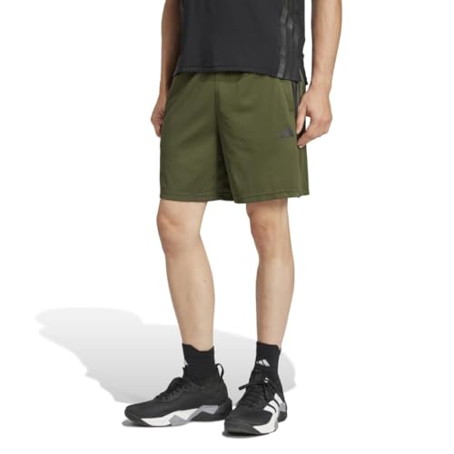 adidas Men's Train Essentials Piqué 3-Stripes Shorts, Night Cargo/Black, XS