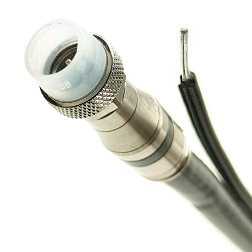 PHAT SATELLITE INTL | Aerial Messenger RG11 Outdoor Quad Shield Coaxial Cable 75 Ohm Weather Seal Compression Fittings UHF VHF HDTV CATV Antenna Cable TV RG-11 Coax Assembled in USA (100 feet, Black)