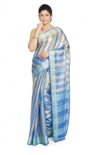 Image of HAIDER ALI AND SONS Pure Tissue Linen Saree for Women with Blouse Piece | Bhagalpuri Handloom Linen Saree | Soft Breathable Lightweight Ethnic Saree for Party, Festival, Office Wear |