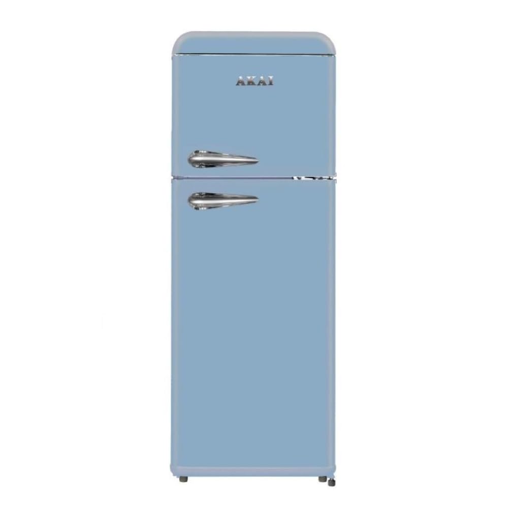 akai class240kbl vecchio frigorifero a due porte blu