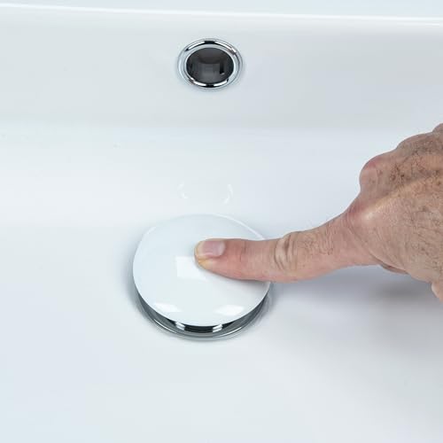 Cornat Ablaufventil für Waschtische - 1 1/4 Zoll AG - Ø 66 mm - Mit Push-Open-Funktion - Weiß/Pop-Up-Ventil/Waschbeckenablauf / T317425